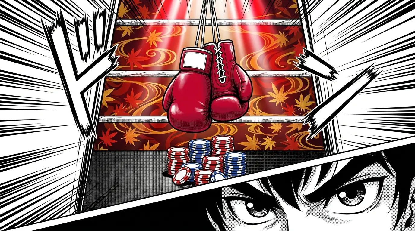Boxing gloves and casino chips with Canadian colors