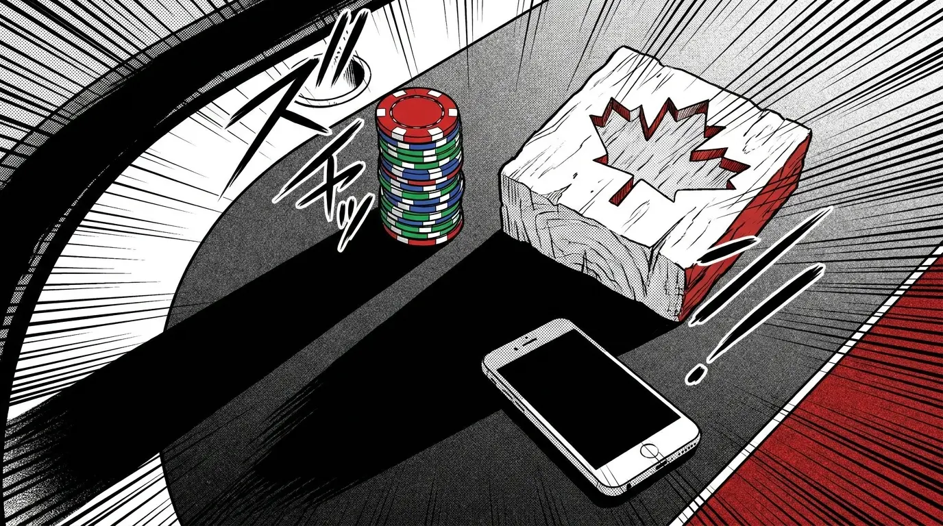 Casino chips and maple leaf representing Canadian online betting