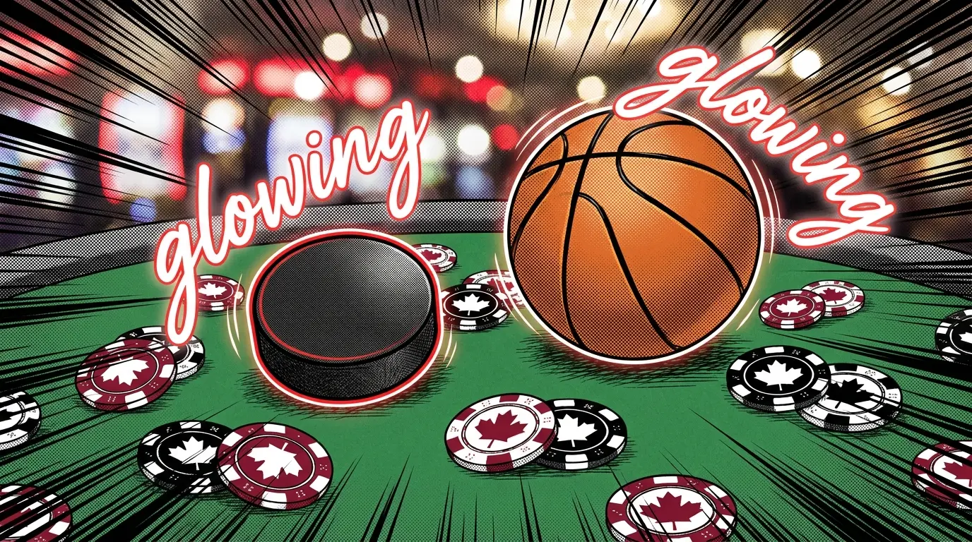 Sports equipment and casino chips with Canadian maple leaf design