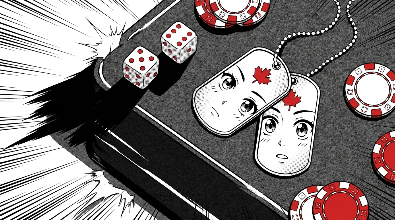 Dog tags with gaming dice and casino chips in patriotic colors