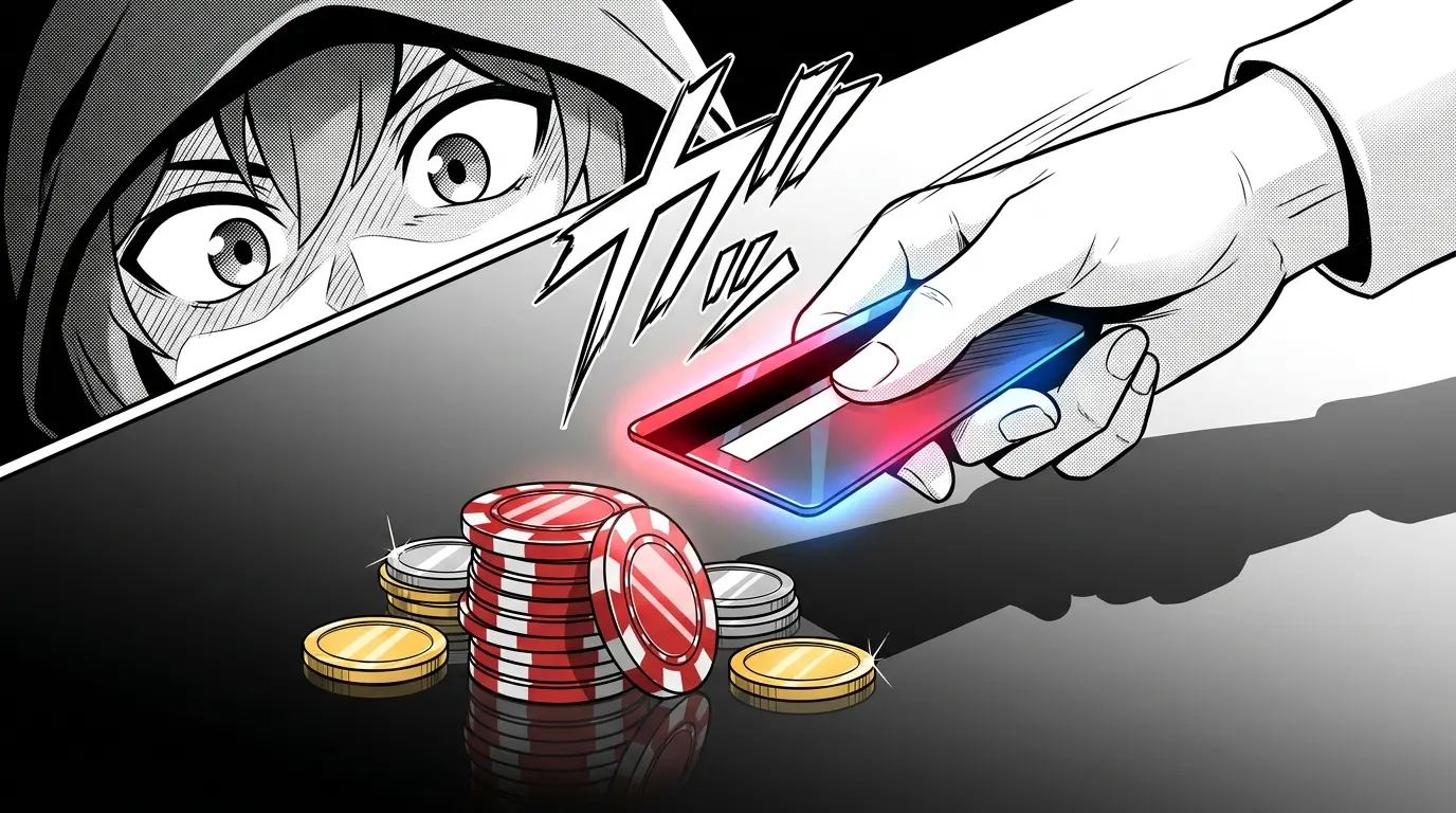 Debit card above poker chips representing EFT payment method