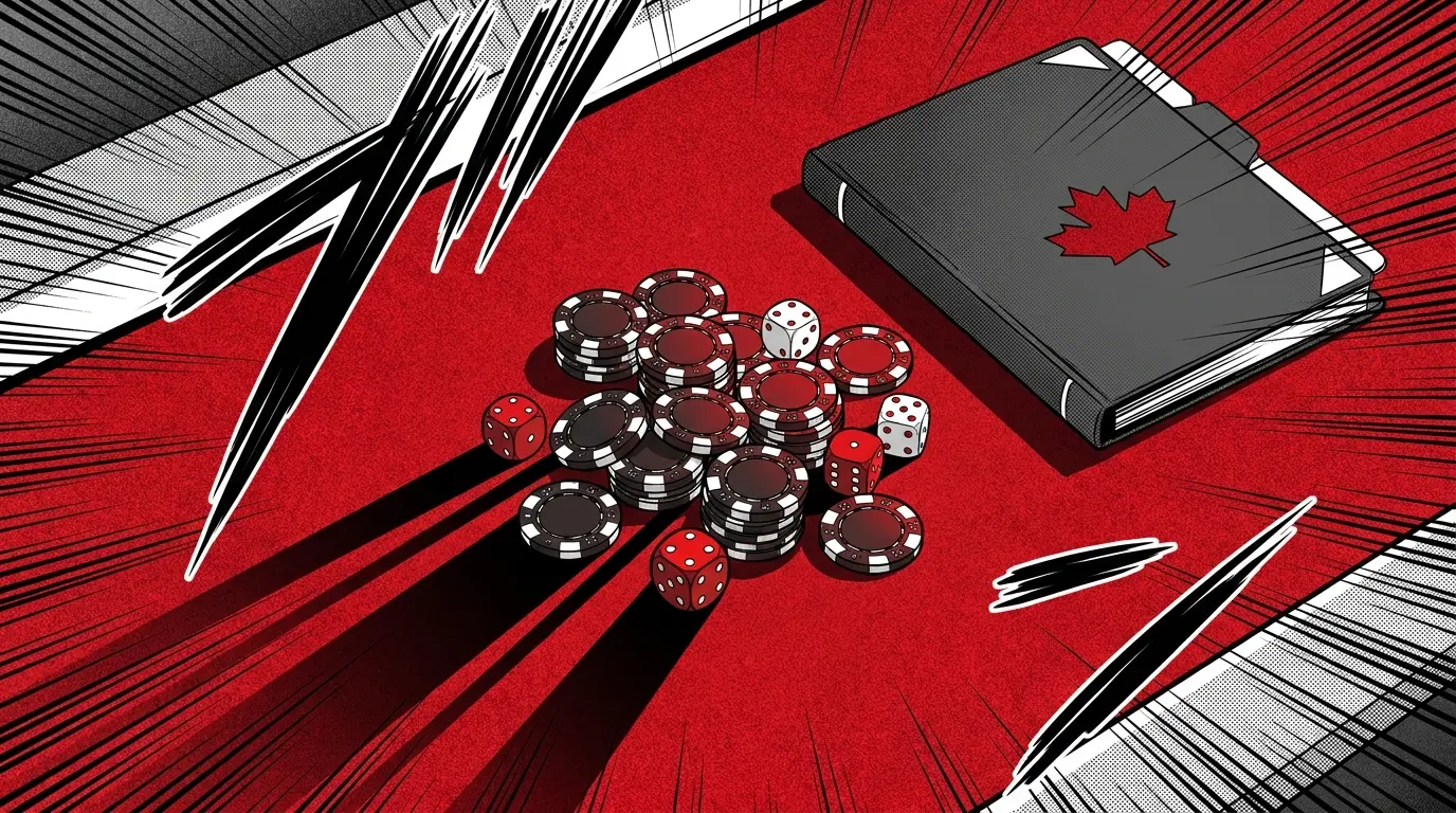 Casino gaming equipment with Canadian colors and regulatory materials