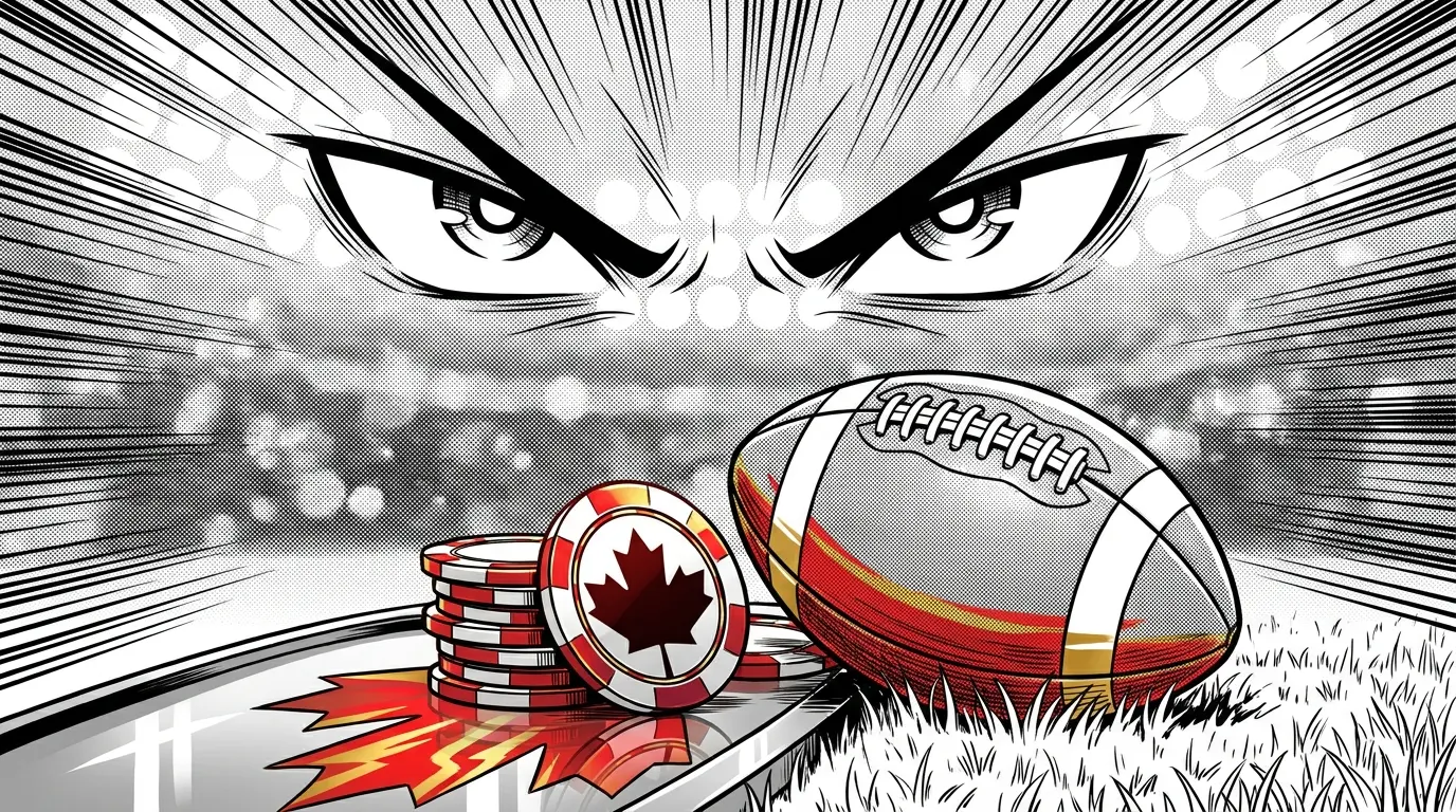 Football and casino chips with Spanish and Canadian elements