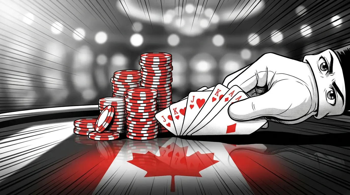 Poker chips and cards in Canadian colors for betting apps