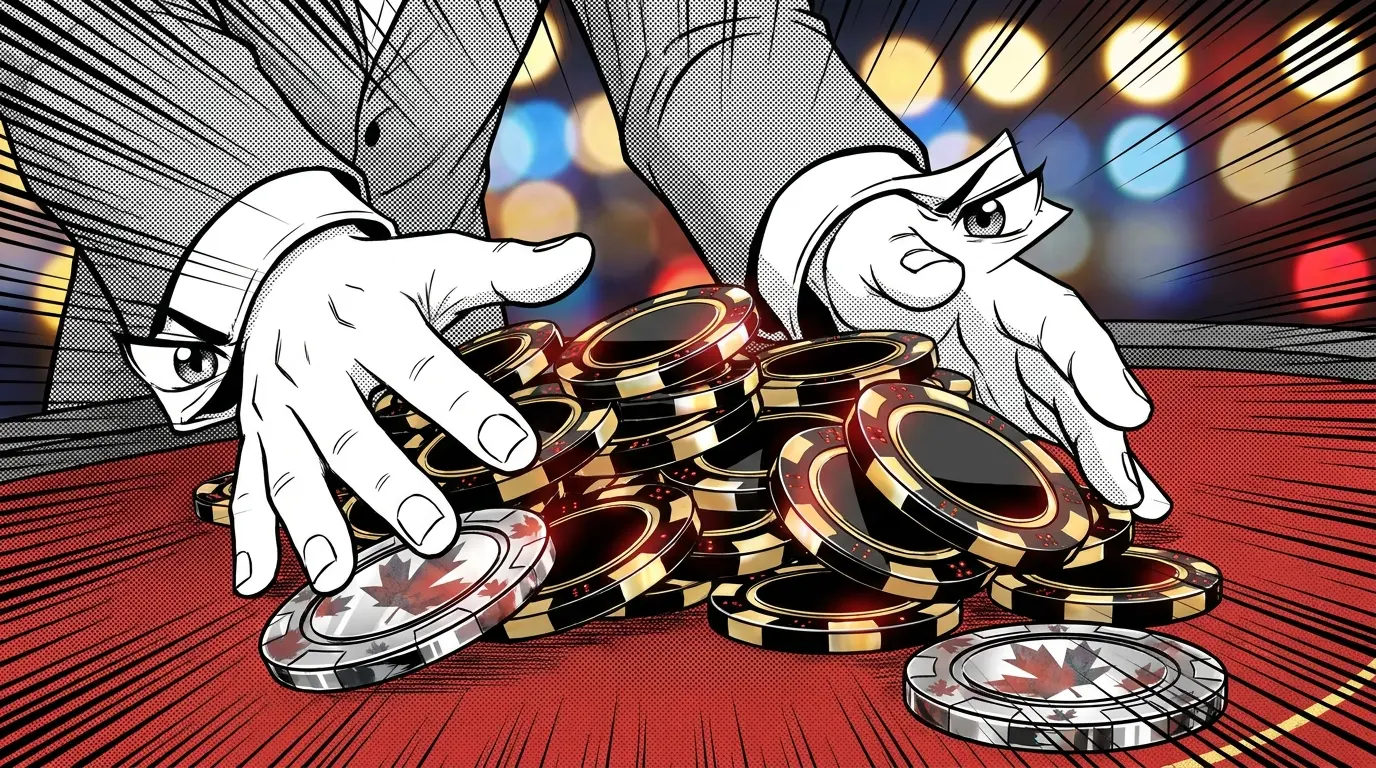 Hands placing high-stakes bet with premium casino chips