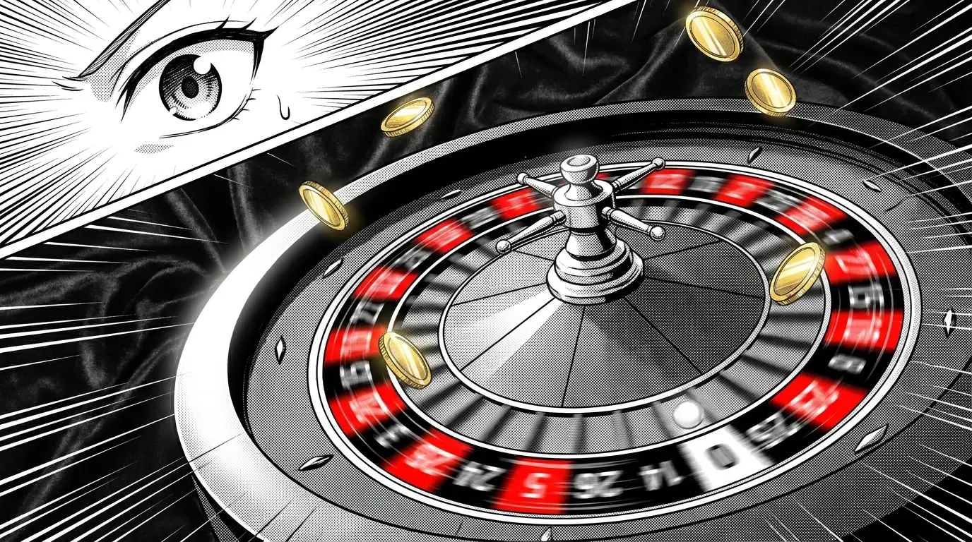 Spinning roulette wheel with golden coins in Canadian themed colors