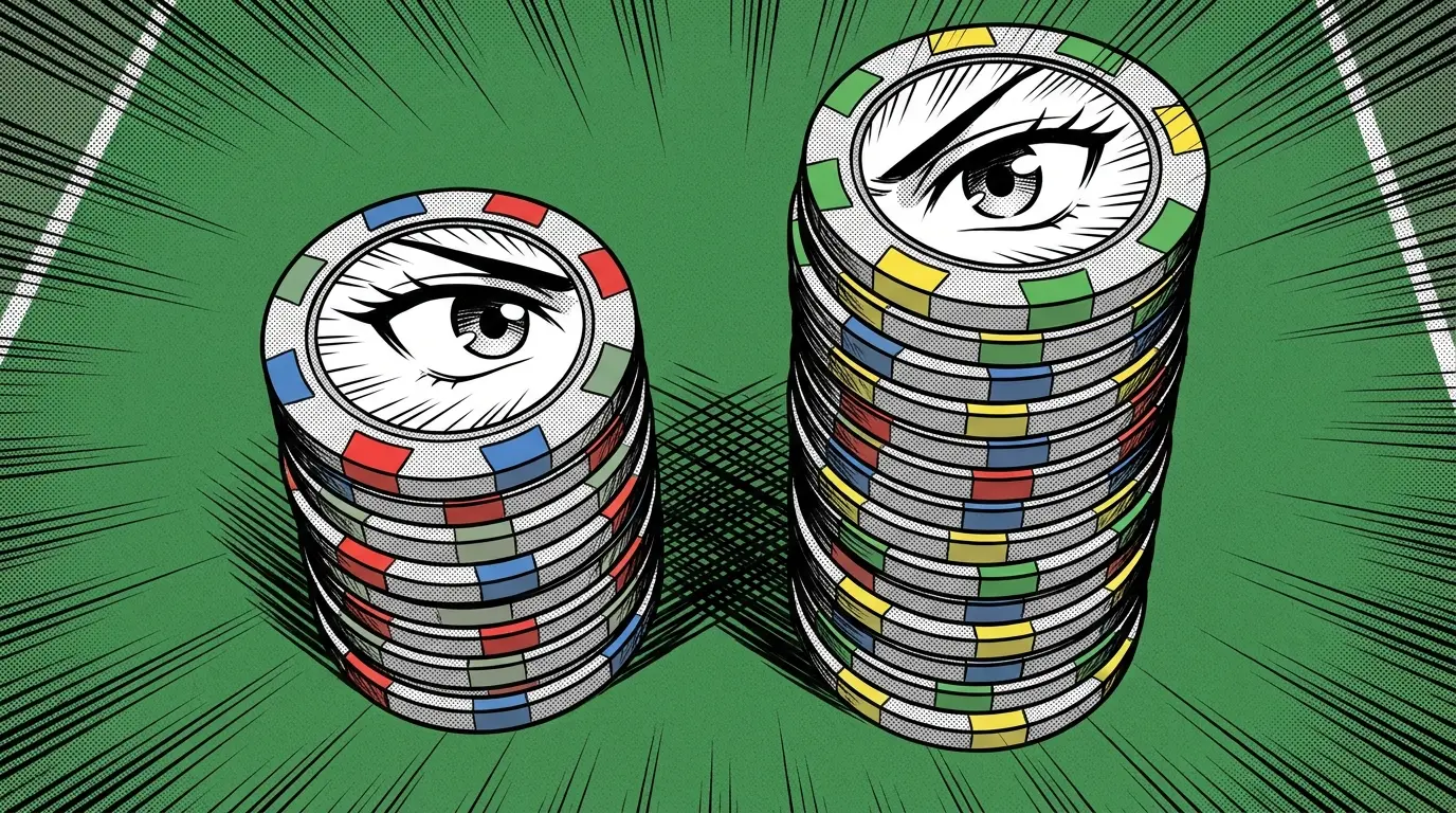 Two poker chip stacks comparing welcome and reload bonus concepts
